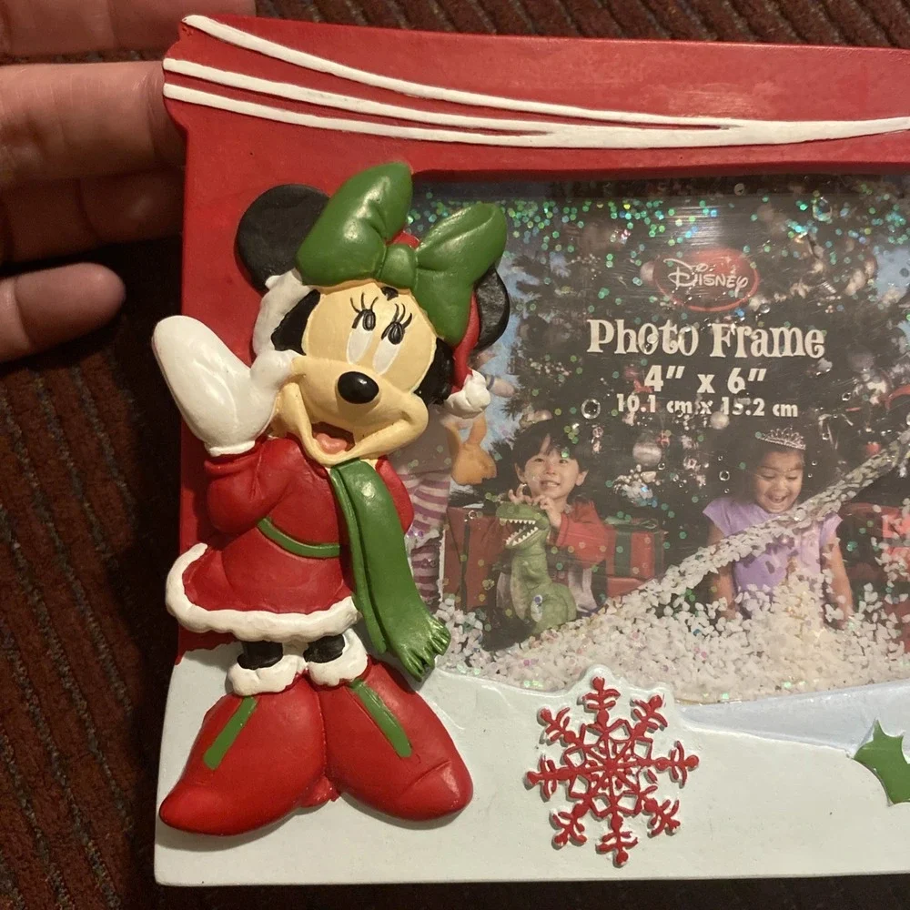 NWT DISNEY MINNIE MOUSE CHRISTMAS SNOW WATER GLOBE PHOTO FRAME 4